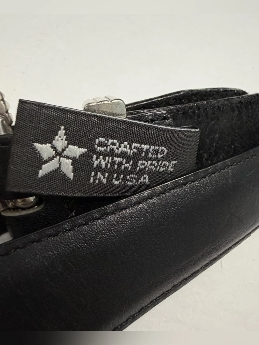 Vintage Brighton Black Leather Heart Belt Silver Hardware Western Boho USA Made
